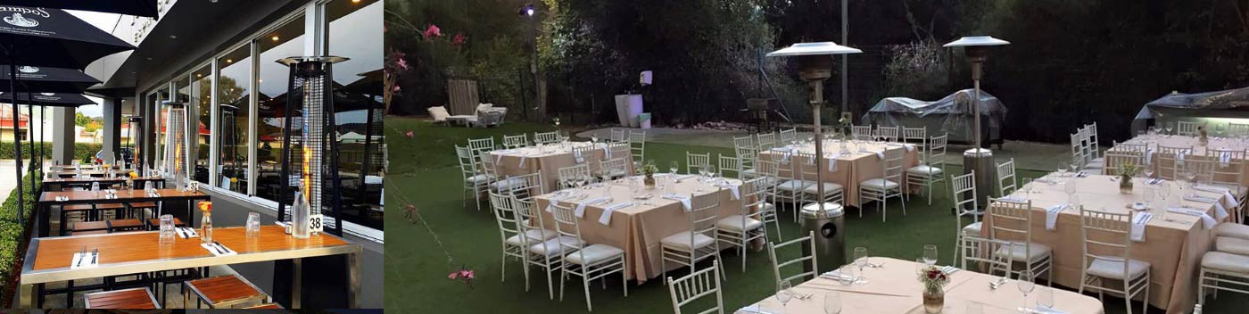 mushroom patio heaters rented at event in Abu Dhabi